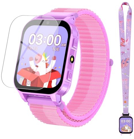 cjc HD Touchscreen Smartwatch for Girls Ages 4-12 - Includes 28 Games, Camera, Music, Pedometer - Fun & Educational Birthday Gift Idea (Purple)