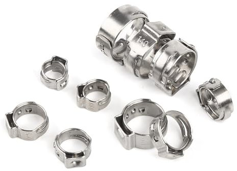100 Stück Klemme, hochwertiger Edelstahl 304, Einzelohr-Schlauchklemmen-Sortiment, einzeln, 4,7–23,5 mm, mehrere Spezifikationen, 7,8, 9,5 mm