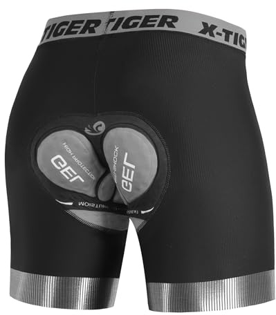 X-TIGER Radunterhose Herren Radlerhose Fahrradhose Fahrradunterhose | 5D Gepolsterte MTB Unterwäsche Bike Kurze Hosen Rutschfeste Hosenbeine Atmungsaktiv Weich und Bequem