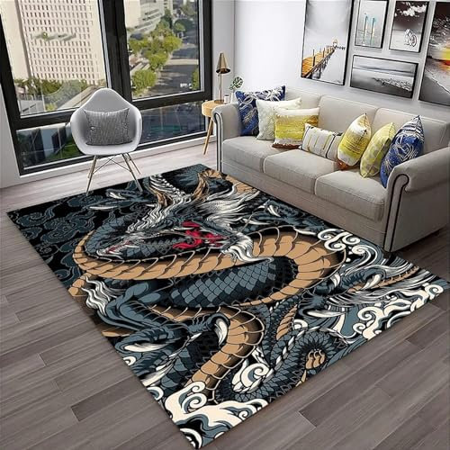 3D Drachentier-Dinosaurier Teppich Kinder Jungen Kinderzimmer Gaming Teppich Schlafzimmer Dekoration Wohnzimmer Kurzflor Krabbelmatte Modern Weich Kinderteppiche Waschbarer 180 X 280 cm -9X1W8R2