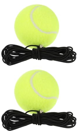 PATIKIL Tennisbollar med snöre, 2-pack tennisträningsboll med sträng, självövande, tågverktyg, tennis, träningsutrustning för sportträning, gul