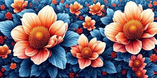 Abstrakte Blume Malen Nach Zahlen, Malen Nach Zahlen Erwachsene, DIY Handgemalt Ölgemälde Kit für Anfänger mit 6-Pinseln und Acrylfarbe, Paint by Numbers Set für Wandkunst Dekoration 20x40cm Y-1443
