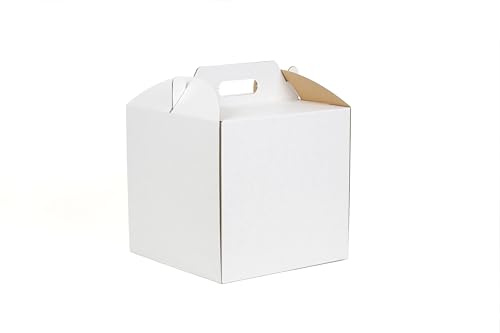 WePack 20 Stück Tortenkarton 220x220x200 mm Innenmaß Backwaren transportieren und aufbewahren Quadratische Weiß Tortenbox Kuchen transportbox Keksschachteln Verpackung kekse
