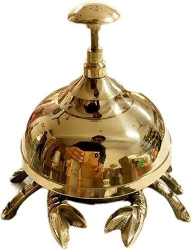Campanello da scrivania vintage in ottone massiccio con design a granchio antico con finitura in ottone, campanello decorativo per contatore chiamate, reception che è forte da scrivania per