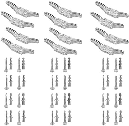 Yuiturt 12pcs Clear Blind Cord Cleat for Child Safety, Plastic Blind Clips with Screws, Device Clear Cord Cleats for Blinds Plastic Safety Rope Cleats Transparent Pull Cord, Sun Shades & Window Blinds