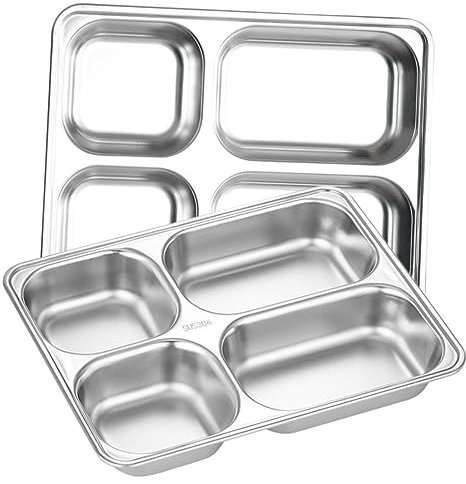 OKUMEYR 2piezas Plato De Metal Divisiones Bandeja De Comida Dividida Para Picnics y Comidas Compartidas