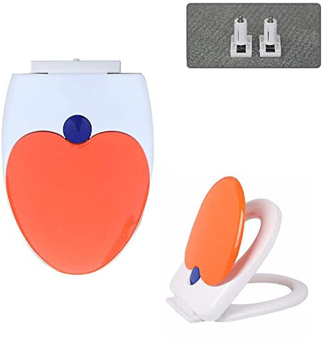 Wttfc Toilettendeckel Mit Absenkautomatik,Toilettenbrille Mit Edelstahl Befestigung Kinder Mit Kindersitz,V-Form Klodeckel,Toilettensitz Aus Kunststoff,Top-Befestigung,Orange
