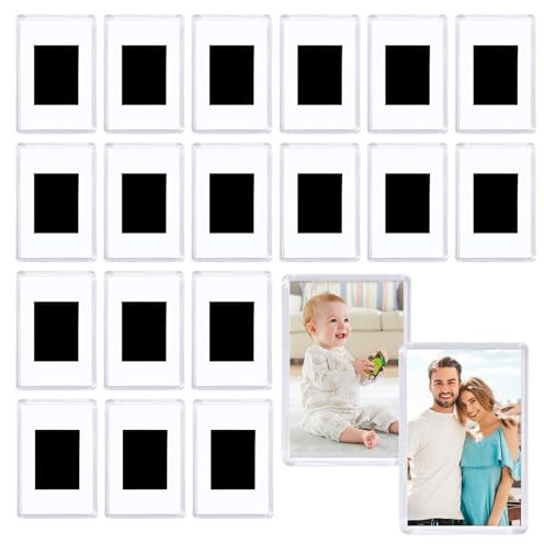 20 Pezzi Portafoto Magnetico Frigo, 4,5x7 cm Cornici Magnetiche, Acrilico Cornice Magnetica Portafoto Calamita, Mini Cornici per Compleanni, Matrimoni, Battesimi, Natale, Regalo Personalizzato