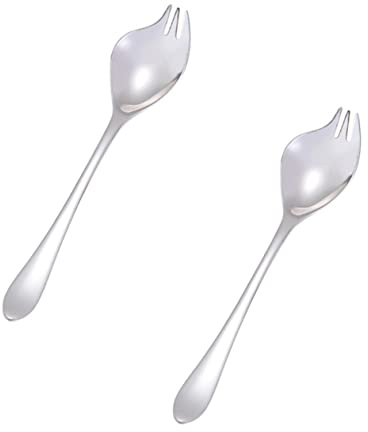 HOLIDYOYO 2pièces Couverts à Salade Acier Inoxydable Cuillères Et Fourchettes Longues Multifonctionnelles pour Fruits Et Légumes Ustensiles De Service Élégants pour Cuisine Et Table