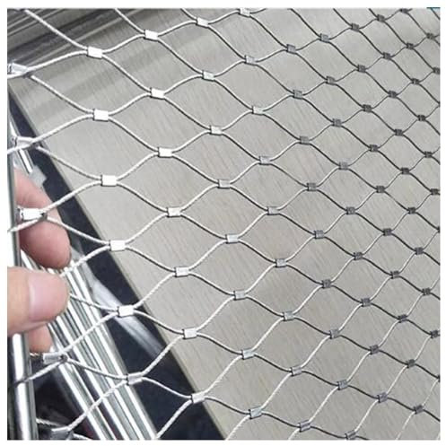 GZHERVICES Flexible Stainless Steel Rope Mesh, Cable Balustrade Cable Mesh, Wire Rope Mesh, impact resistance Metal woven mesh, Protection Net Safety Net Plant Climbing Net(Silver-2mm,1x15m)