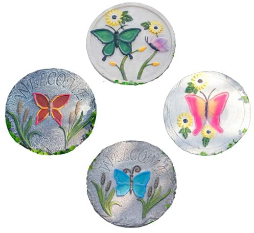 Trittsteine ​​für den Außenbereich, 4 Stück, Trittsteine ​​für den Garten, Pflastersteine, Garten-Trittsteine ​​für den Außenbereich, runde Trittsteine, dekorative Gartensteine, Trittsteine ​​für den