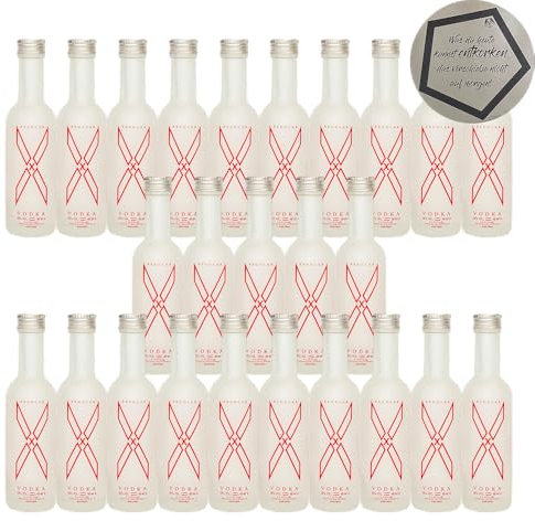 25 x 0.04 l Fläschchen in Box | X Spirits Vodka Regular 38% vol inkl. LOVEVINO Silver Button Sticker