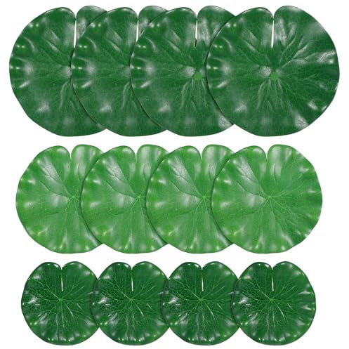 BOHUIZ 12Pcs Lily Pads for Ponds, Artificial Floating Foam Lotus Leaves Realistic Water Lily Pads Foliage Pond Decor for Pool Koi Fish Patio Aquarium Outdoor Ponds