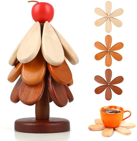 Sottopentola Albero – Sottobicchieri in Legno – Sottopentola Antiscottatura in Legno per Cucina, Decorazione Tavola e Teiere, Proteggi Piano per Padelle e Ciotole Calde