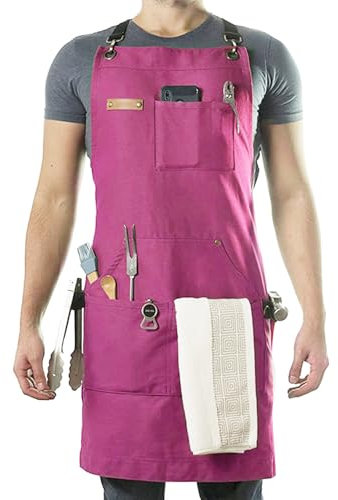 Hattba Stenffy Professional Work Apron Heavy Duty Canvas Adjustable Back Weight Multiple Pockets For Men's And Women's