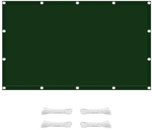 Toldo impermeable rectangular de 6 x 6,5 m, protección UV, fácil instalación, perfecto para balcón, cochera, patio, protección solar al aire libre, verde oscuro, con kit de montaje