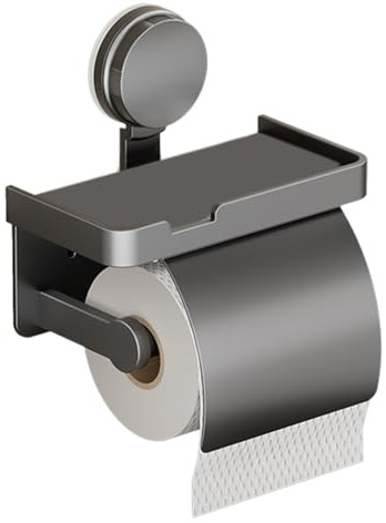 Toilettenpapierhalter Mit Ablage Klopapierhalter Edelstahl Ohne Bohren Klorollenhalter Mit Saugnapf, Wand Toilettenpapierrollenhalter, Toilettenpapier Halterung Mit Ablage Und Edelstahl Schallwand