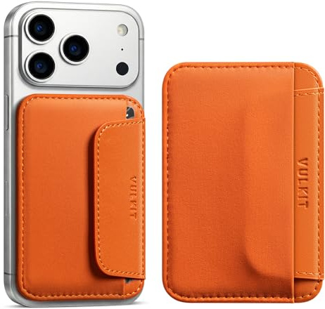 VULKIT Card Holder for Phone Slim Credit Card Holder for Men & Women Cards Wallet Stick On Phone Case Elastic Coins Pocket, Orange