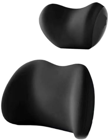 PAUWYEHC Car Sleeping Headrest Appuie-tête de Voiture, Soutien Lombaire, Coussin d'épaule, Dossier en Coton à mémoire Forme(Set Black)