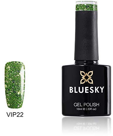 Bluesky Gel Nail Polish, Light Green Glitter Vip22, 10 ml (Requires Drying Under UV LED Lamp)