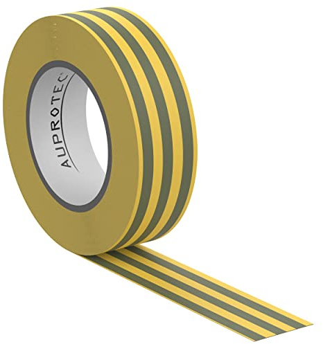 1 rollo VDE cinta aislante eléctrica PVC cinta adhesiva 15mm x 10m DIN EN 60454-3-1 color: amarillo-verde
