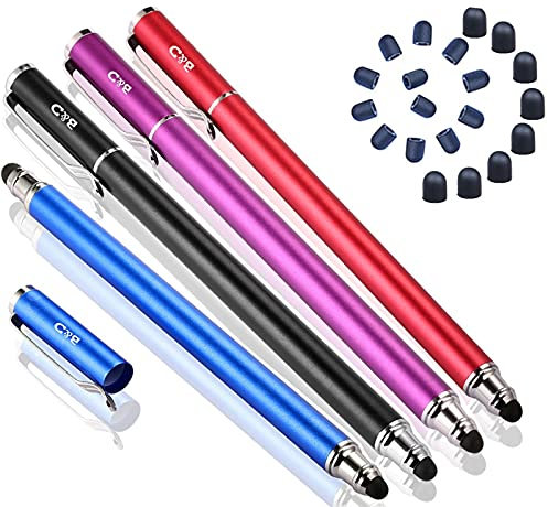 B & D 4 Stück Eingabestift Stylus Touch Pen für Apple iPad,iPhone,Tablet,Samsung (Schwarz/Blau/Violett/Rot)