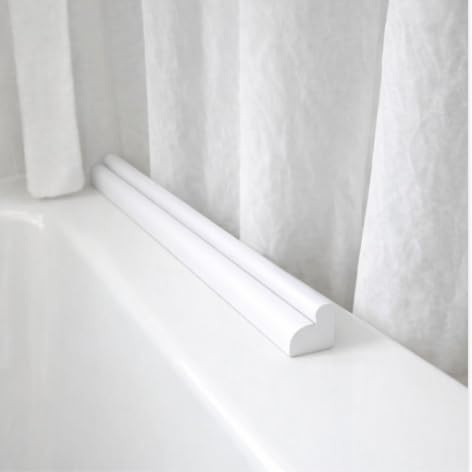 Specialist Discreet Shower curtain/bath splash drip guard. Stops water running over the bath edge between shower curtain, this is 28cm long.