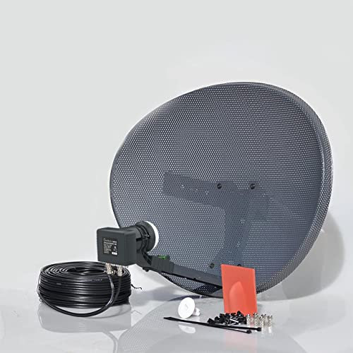 SSL Satellites Freesat HDR Satellite Dish DIY Self Installation Kit, Latest Dish with Quad LNB, Twin Black Coax Cable, All necessary Brackets, Bolts and SATELLITE FINDER (5 Meter Kit, Black)