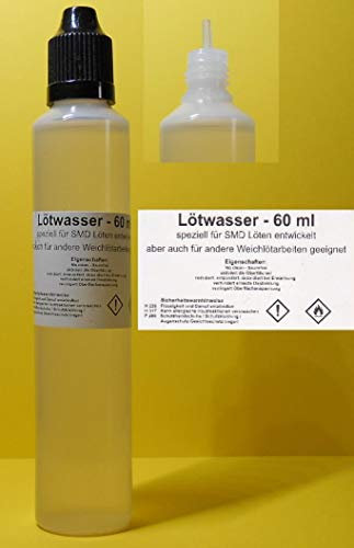 60 ml Lötwasser (FLUX), Flussmittel speziell für SMD hohe Industriequalität (no clean,säurefrei) Weichlöten - in langer Dosierflasche mit feiner Spitze