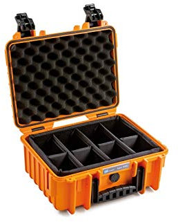 B&W Transportkoffer Outdoor - Typ 3000 Orange - mit variabler Facheinteilung - wasserdicht nach IP67 Zertifizierung, staubdicht, bruchsicher und unverwüstlich