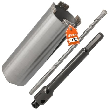 Diamant Bohrkrone Sechskant lang (200mm) Aufnahme und Zentrierbohrer Nutzlänge 180 mm Ø 68 mm Betonbohrkrone Kernbohrer