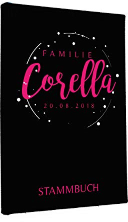 Hochzeitideal Stammbuch der Familie, Familienstammbuch aus Buchbinderleinen, Nr. 182 inkl. Personalisierung (Schwarz)
