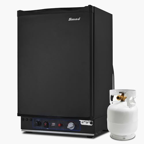 Smad Gas Kühlschrank 12v 230v, 40L Leiser Camping Kühlschrank, 0-10℃, Reversible Tür, für Wohnmobil, Auto, Büro und Schlafzimmer