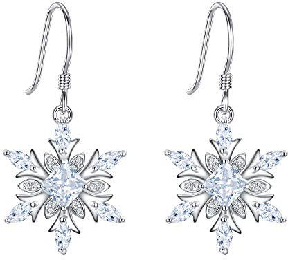 EVER FAITH Schneeflocke Ohrringe 925 Sterling Silber klar CZ Ohr Zubehör Schmuck funkeln Winter Party Haken Ohrhänger