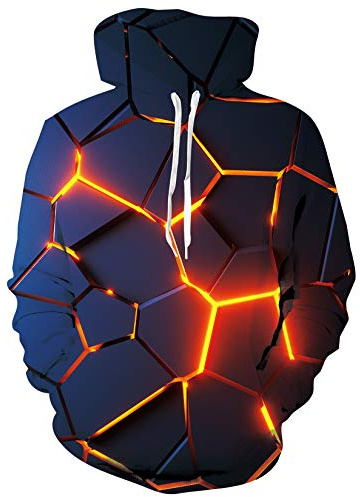 ALISISTER 3D Hoodies Hommes Femmes Fun Géométrie Numérique Sweat À Capuche Jeunes Adultes Automne Hiver Sweats-Shirt XL