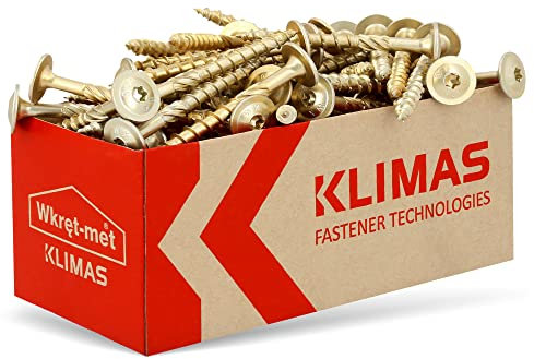 KLIMAS Tornillos Torx para madera, 8,0 x 80 mm, 50 unidades, tornillos para terraza, tornillos universales, para construcción de techo, color amarillo