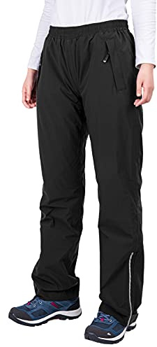 33,000ft Sobrepantalones de ciclismo impermeables y transpirables para mujer, ligeros, pantalones de senderismo resistentes al viento, ropa de exterior, Negro, 46