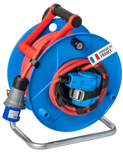 Brennenstuhl OUTDOOR Kabeltrommel für Wohnmobile, Wohnwagen, Boote und Straßengeschäfte (28,5 + 1,5 m Kabel H07RN-F 3G1,5, Verwendung im Freien, hergestellt in Frankreich) | Kabel 28,5 + 1,5 m Verlängerung, Stecker P17/Typ E, Stecker P17, Clip, Bremse, Camping, Wohnwagen, Boot, Outdoor