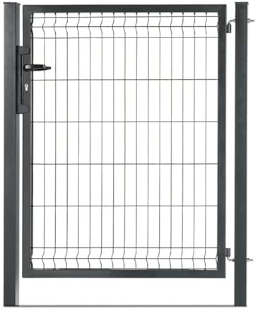Portillon grillagé en acier galvanisé maille 200 x 50 occultable passage 1m x 1m30 Gris anthracite