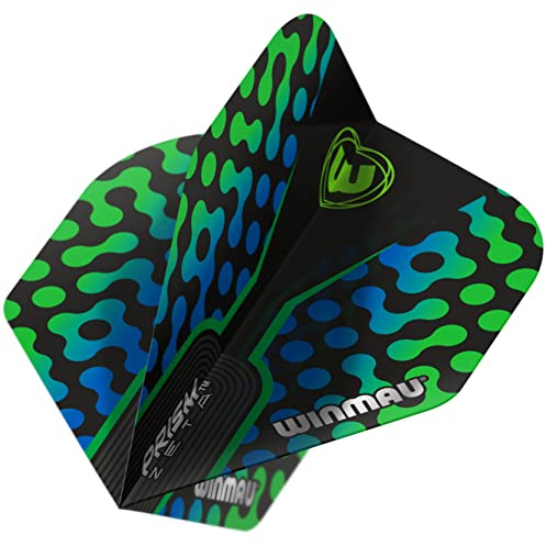 WINMAU Prism Zeta Black, Green & Blue Extra Thick Dart Flights - 1 Set per Pack (3 Flights in total)