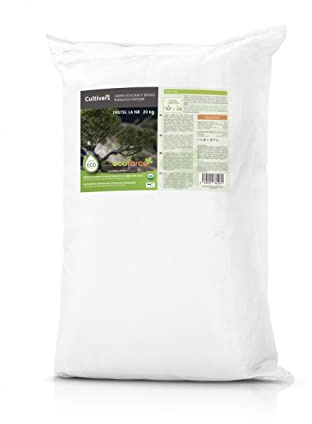 CULTIVERS Ökologische Bonsai-Dünger 20 kg. Dünger aus 100% organischem und natürlichem Ursprung, Granulat mit langsamer und kontrollierter Freisetzung mit NPK 8-1-5+74% M.O. und Huminsäuren.
