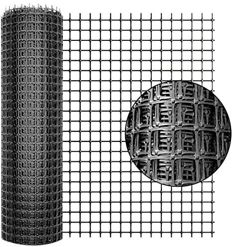 Plastic Fence Garden Fence Animal Barrier,1*20M [Heavy Duty]Outdoor Safety Temporary Fence Plastic Fencing Roll with 30 Pcs Cable Ties ,Reusable Netting for Construction Garden Yard Poultry Dog(Black）