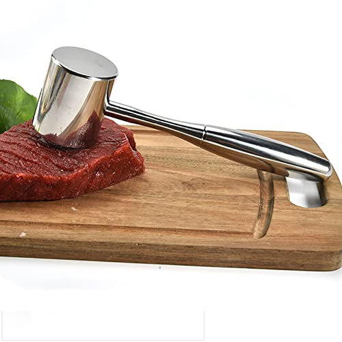 Meat Hammer Tenderizer Stainless Steel,Premium Kitchen Meat Mallet Pounder Tool,Double-Sided Used with Comfortable Handel,Tenderizing Steak,Beef, Lamb, Chicken and Minced Meat (S)