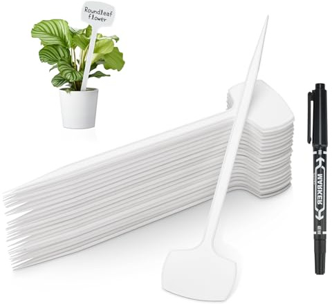 KINGLAKE 50 piezas 28.5cm etiquetas de plástico para plantas de exterior de altura etiquetas para huertos, blanco