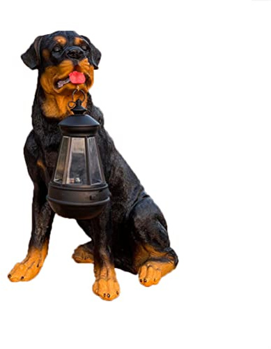 Solar Tiere für Außen Garten, Hunde-Skulptur Solarlampen für Außen Garten Deko Solartierskulptur Gartenfigur Solarleuchten im Freien Tierleuchten Großer Hund Deko mit Solarbeleuchtung,Rottweiler