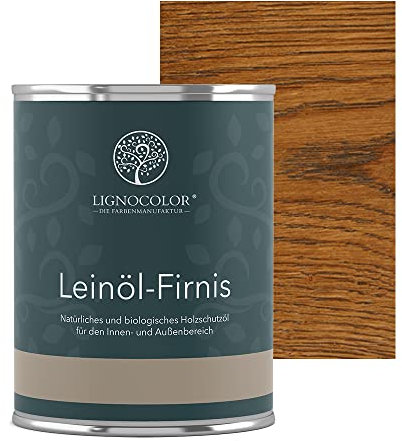 Lignocolor Leinölfirnis | Holzöl für den Innen- und Außenbereich | natürlicher Holzschutz (750ml, Nussbaum dunkel)