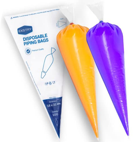 EXSTRY 100 Piping Bags Disposable - 12 inches Thick,Tear-Proof Icing Bags for Frosting, Dessert & Cake Decoration – Easy to Grip – Perfect for Professional & Novice Bakers - Clear