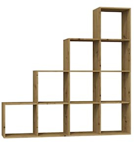 VBChome Standregal 153 x 153 x 30 cm Büroregal mit 10 Fächern Bücherregal Bücherschrank Holzwerkstoff Mehrzweckschrank für Flur Schlafzimmer Wohnzimmer Kinderzimmer Eiche Artisan Breite 153 cm