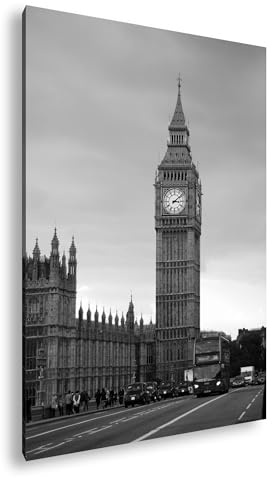 deyoli Leinwandbild Big Ben in London, majestätisch und zeitlos Format: 70x50cm Effekt:Schwarz&Weiß XXL Kunstdruck Bild auf Holzrahmen/Wandbild/Wohnzimmer Dekoration