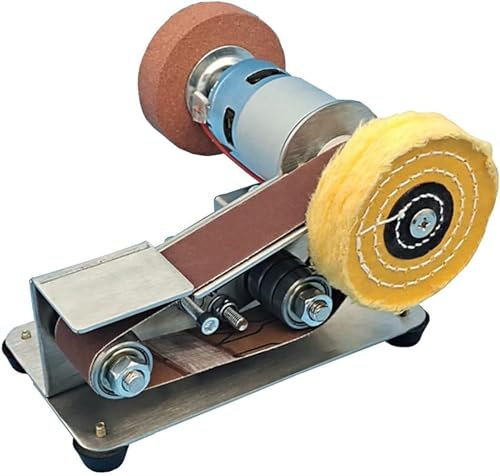 SHISS Máquina lijadora de Banda Mini lijadora de Banda eléctrica Multifuncional, máquina afiladora de Pulido DIY, afilador de Cuchillos de ángulo Fijo con muela